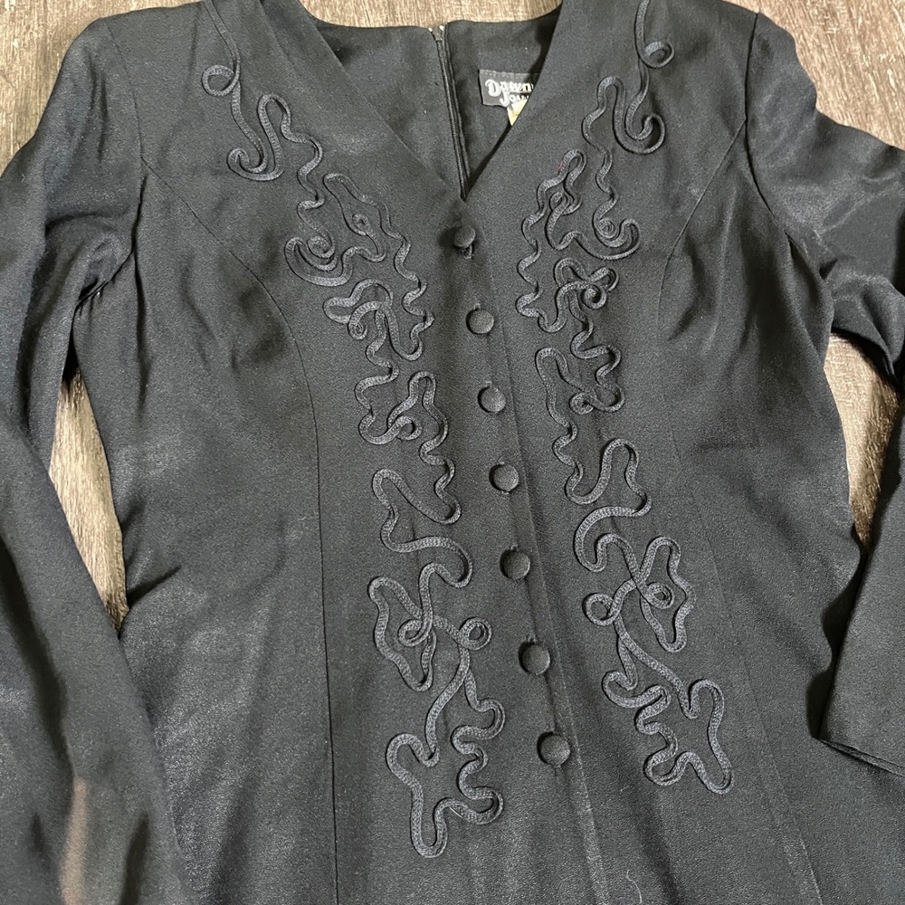 Vintage Dawn Joy Fashion Dress Black Embellished Career FLAW Size 9/10